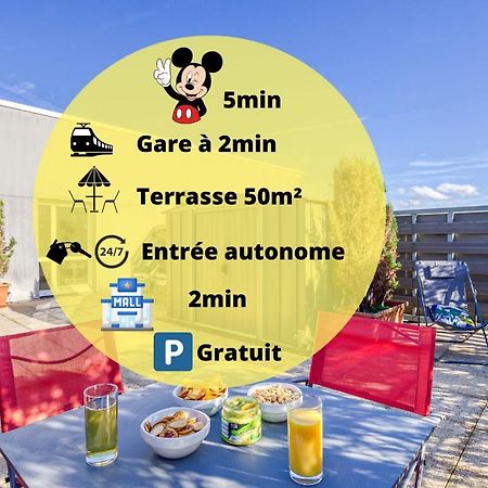 La terrasse Disney/Gare/Centre à 3min parking free Montévrain Extérieur photo